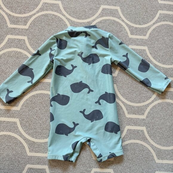 Simple Joys by Carters Whale Print Rashguard Swimsuit Blue 18M - Picture 6 of 6